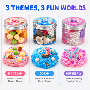 Kit de <span class=keywords><strong>slime</strong></span> nuageux pour enfants avec breloques thématiques, pot de <span class=keywords><strong>slime</strong></span> DIY doux, moelleux et non collant, crème glacée, océan, papillon, vente en gros OEM - Product Image 2