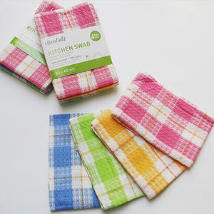 Lot de 4 torchons de cuisine essentiels en coton à carreaux, absorbants, pour le nettoyage domestique - Product Image 2
