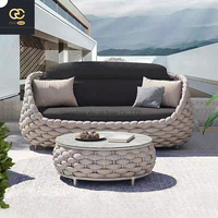 Nuevo Diseño Nórdico Europeo, Sofá Combinado de Mimbre de Lujo para Exteriores, Muebles de Terraza de Diseño Simple para Villa