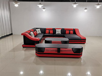 Canapé en cuir en forme de U à siège unique de haute qualité grandes lumières LED de luxe rejoignent les couleurs canapé fonction personnalisée fauteuil de rangement canapé