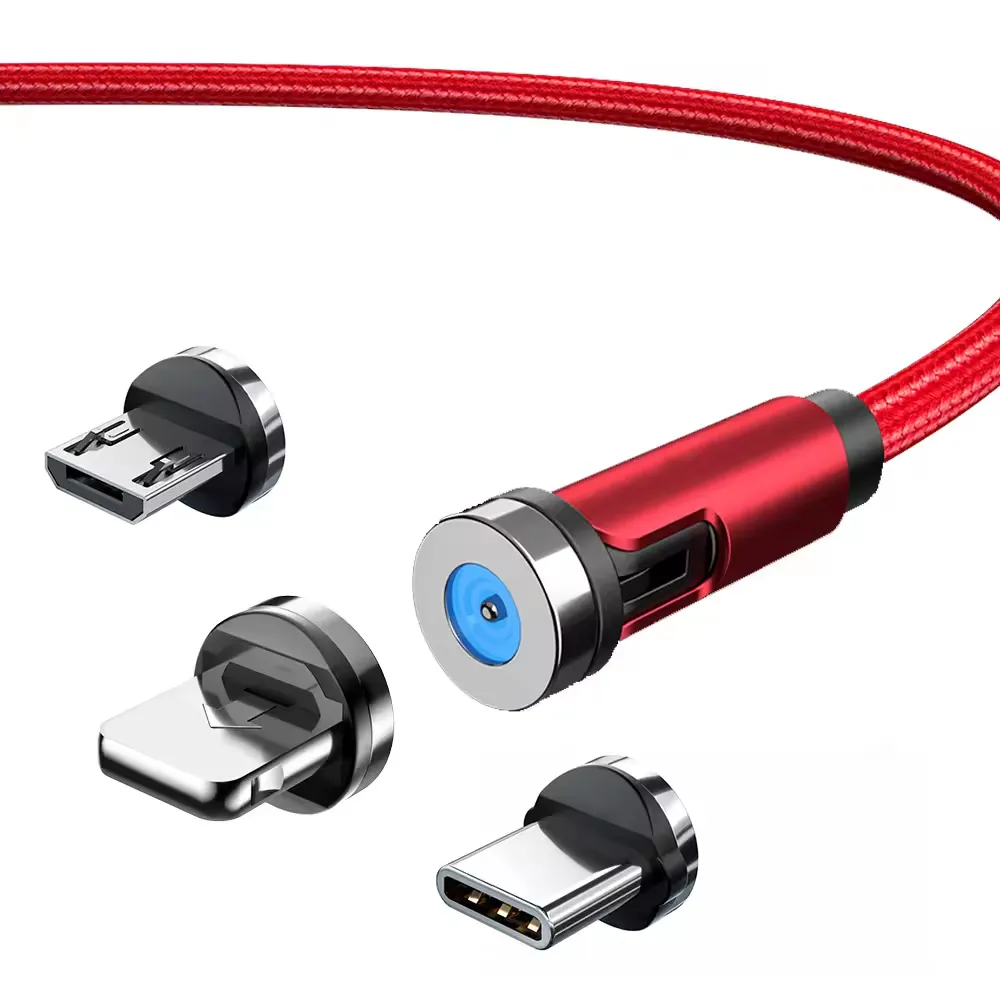 Cabo de dados USB de alta qualidade 100 W 3 em 1 rotação de 540 graus Micro 2m Atacado Carregamento rápido do telefone móvel Carregamento magnético