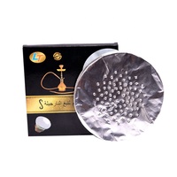 Feuilles de papier d'aluminium perforées pour chicha, épaisseur 0,03 mm, rondes de 14 cm, 50 pièces, avec trous pré-perforés, feuilles d'aluminium givrées pour chicha, paquet de 50 pièces