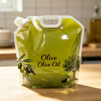 Doypacks en plastique personnalisés imprimés pour huile d'olive et huile de coco comestible, 1L, 3L, 5L, avec bec verseur et poignée