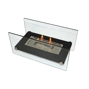 Esschert Design rettangolo da tavolo Fire Pit alcool bioetanolo vetro temperato camino senza fumo camino da tavolo portatile