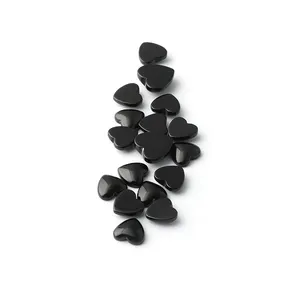 Pedra preciosa de ágata preta natural, corte personalizado em formato de coração, cabochão de alta qualidade, pedra preciosa solta, ágata preta