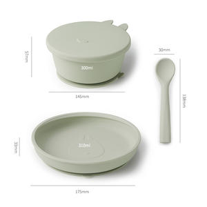 Plato/cuenco de silicona para bebé, juego de alimentación de succión, cuchara de silicona/aperitivos/taza flexible para niños, suministros con precio de fábrica - Product Image 2