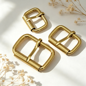 Simple Solid Brass Prong Buckle, Round Corner Smooth Pin Buckle, Durable Fitting for Belt, <b>Camera</b> Strap and Pet Collar - Product Image 2