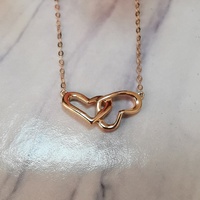 Kalung Emas Asli 18K Hati Cinta Berlian, Rantai Tautan Kalung Liontin Alami Cantik Modis Rose Gold untuk Pacar Perempuan