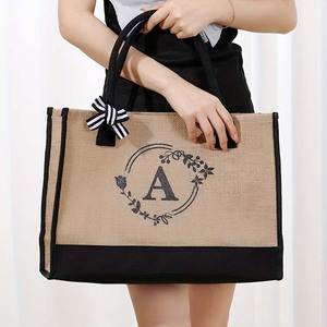 Qetesh <strong>Wholesale</strong> <strong>Jute</strong> <strong>Tote</strong> <strong>Bag</strong> Custom Logo Fashion Large Capacity Portable Outdoor Design Shopping <strong>Bag</strong> Set for Women - Product Image 2