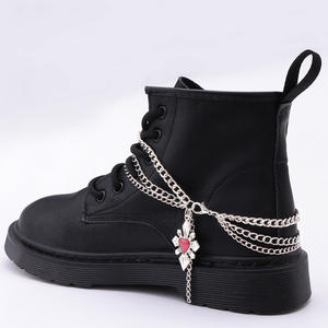 European And American Style Multi Layer Shoe <b>Chain</b> With Ruby Cross Pendant For Martin <b>Boots</b> Unisex Casual Accessory - Product Image 2