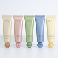 Nouvelle Tendance Tubes Souples en Plastique PCR pour Masques Faciaux, Texture Bambou, Bouchon à Vis, Impression par Transfert d'Eau, Soins de la Peau, Conformité REACH