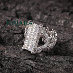 <b>Unique</b> Design Unisex Hip Hop 925 Silver Rhodium Plated Cocktail <b>Ring</b> Bold Statement Jewelry For <b>Men</b> And Women Available For Sale - Product Image 5