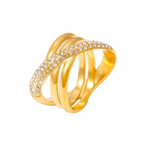 Anello in acciaio inossidabile <span class=keywords><strong>18K</strong></span> placcato in oro reale Non sbiadito da donna - Product Image 2