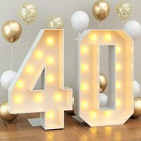 Lettres LED 3D avec éclairage projecteur, décorations alphabétiques, chiffres 0-9, design pour anniversaire, en plastique KT, éclairage décoratif