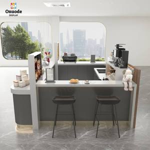 Hot Selling Luxury Coffee Shop Counter <b>Bar</b> with <b>LED</b> <b>Lighting</b> and Eco-Friendly Design for Cafe Shops - Product Image 4