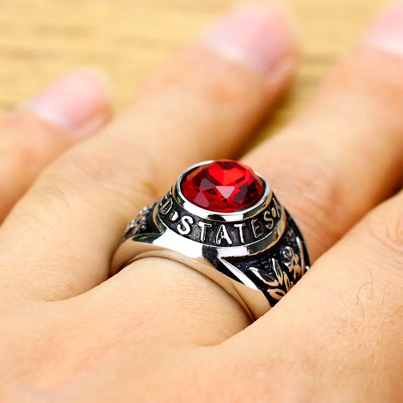 Stone Ring High Quality Red Stone Usssa Baseball Championship Rings