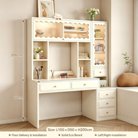Coiffeuse moderne avec tabouret, coiffeuse au design simple avec grand miroir et 3 tiroirs pour chambre à coucher