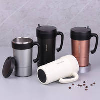 Mug de voyage isotherme à double paroi 580 ml en acier inoxydable avec poignée