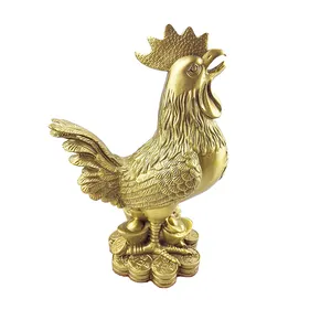 공장 맞춤 구리 동상 수탉 제품 홈 금속 조각 황동 풍수 황금 수탉 장식품 도매 가격