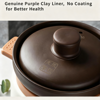 Cuisinière à riz électrique portable en argile violette minérale naturelle, saine, antiadhésive, automatique, capacité de 1,1 à 2 L, économe en énergie