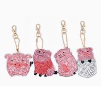 Autocollants de peinture diamantée acrylique peints à la main avec des animaux de dessin animé XIXI, porte-clés DIY pour enfants, cadeaux pour filles