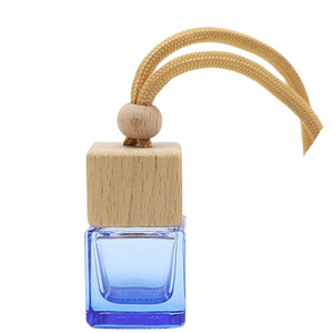 Wholesale Square shape Frosted Empty <b>Car</b> Perfume Hanging <b>Car</b> Aroma <b>Diffuser</b> Bottle With Wood Screw Cap - Product Image 5