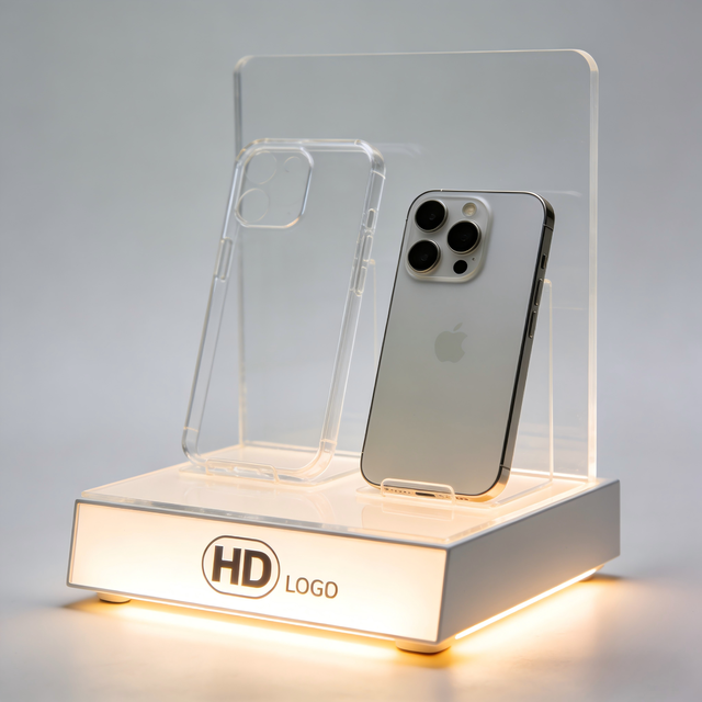 Customized Pre-Assembled 3mm Thick for Asian Style LED Lights Acrylic Phone Case Film Display Rack for Digital Counter