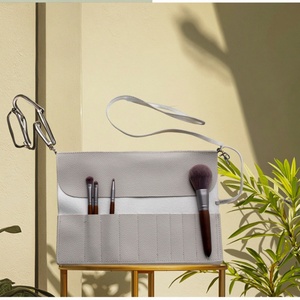 For Lady Portable <b>Makeup</b> Brushes <b>Case</b> Large Capacity Rolling Pouch Holder Leather Travel Organizer Open Soft Handle Cosmetic - Product Image 3