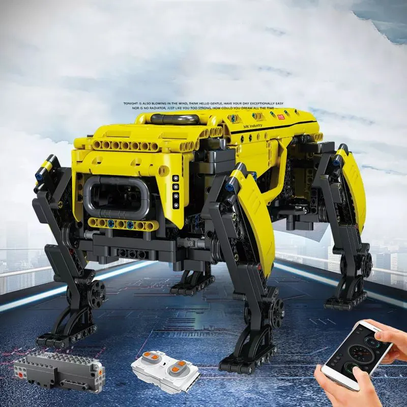 Robot perro Robot de cuatro patas perro aplicación remota Control dinámico modelo técnico mecánico inteligente bloque de construcción 30 plástico