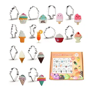 Ready To Sell Set Of 12pcs DIY Metal Stainless Steel Bulk Christmas Custom Ice Cream Cookie Cutter Set