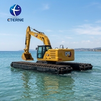 Excavatrice amphibie 42 tonnes ET LR500AMD, fournie par l'usine, excavatrice sur pontons à faible risque d'affondrement pour projets de dragage