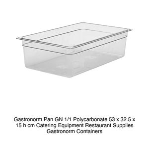 Bac alimentaire en polycarbonate GN 1/1 53 × 32,5 × 15 h cm, sans couvercle, -100/+100 ° C - Product Image 2