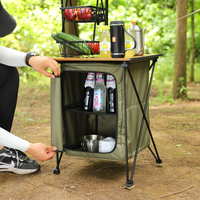 Mesa Plegable Portátil Multifuncional de Doble Capa de Aleación de Aluminio para Acampar al Aire Libre, Muebles de Exterior con Almacenamiento