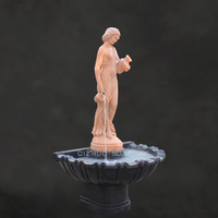 Jardin extérieur sculpture à la main en marbre statue féminine fontaine murale en pierre rouge avec sculpture de dame