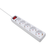Stop Kontak 5 Lubang Schuko untuk Rumah Tangga Standar EU 16A 250V dengan Kabel Ekstensi 1.8M/3M/5M Opsional
