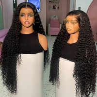 Perruque 13x4 complète en cheveux humains vierges 100% HD, ondulations profondes, couleur roux orangé, pré-épilée, pour femmes, en promotion