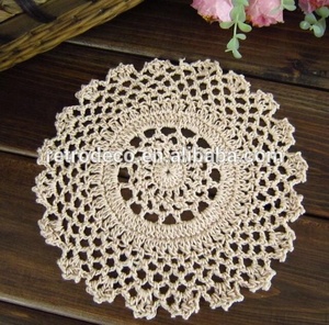 Mantel de encaje redondo de algodón, Mantel Individual de ganchillo, <span class=keywords><strong>taza</strong></span>, posavasos de té, hecho a mano, tejido de ganchillo - Product Image 2