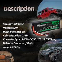 Baterai LiPo VSVAW 2S 7.4V 5200mAh 80C EC5/XT60/T Plug Suku Cadang RC Hardcase Lipo 2S untuk Pesawat Mobil RC Kendaraan Truk Tank Kapal