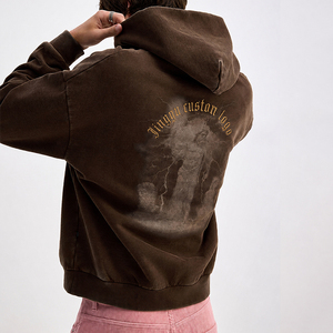Sudadera con Capucha de Diseño Nuevo 2026, con Estampado Bordado Desgastado, Sudadera con Capucha Personalizada de Forro Polar y Algodón Orgánico - Product Image 4