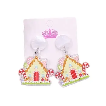 Personnalisé MD146ER2178 nouveau produit CN Drop Gingerbread House mignon noël acrylique boucles d'oreilles bijoux pour femmes