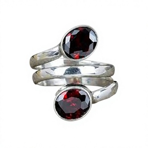 Bohemian 925 <b>Silver</b> <b>Garnet</b> <b>Ring</b> Bezel Setting Gemstone <b>Rings</b> Unisex Everyday Wear - Product Image 1