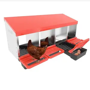 4 Compartment Chicken Nest Laying Box With Lid Cover To Protect Eggs For Chicken Coop