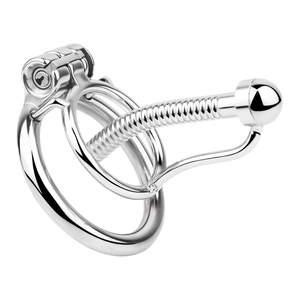 Jaula de Castidad Metálica FRRK con Catéter Metálico, Dispositivo de Castidad Masculina, Candado para Pene BDSM con Tubo Metálico para Masaje de Próstata - Product Image 1
