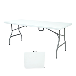 Mesa <span class=keywords><strong>de</strong></span> plástico para exteriores <span class=keywords><strong>de</strong></span> <span class=keywords><strong>resina</strong></span> blanca plegable portátil barata Hitree para banquete salón <span class=keywords><strong>de</strong></span> bodas fiesta jardín picnic - Product Image 1