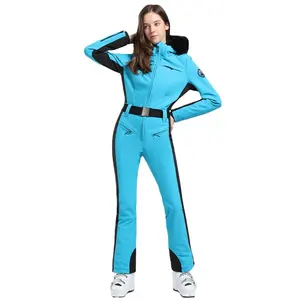 Trượt tuyết mùa đông Windproof unisex ngoài trời phù hợp với trượt tuyết Jumpsuit phụ nữ một mảnh với túi rộng thùng thình tuyết dây kéo thể thao không thấm nước tùy chỉnh