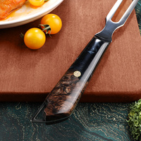 Fourchette à viande Amber BBQ, placage titane noir, acier à haute teneur en carbone 5Cr15MoV, dureté élevée, pour la cuisine et la découpe de la viande