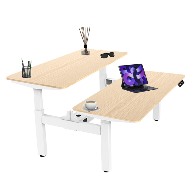 Contuo 4 Motor Office Station Standing Desk Frame Two Person Electric Height Adjustable Tables Adjustable Ergonomic Desk