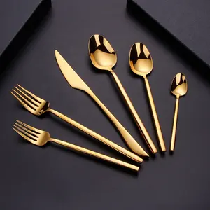 Reusable Restaurant Hotel Home Mirror Polish Stainless Steel 304 Gold Cutlery Set