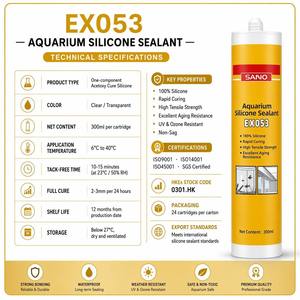 Scellant d'aquarium à séchage rapide EX053 <span class=keywords><strong>Silicone</strong></span> <span class=keywords><strong>Acétique</strong></span> 100% <span class=keywords><strong>Silicone</strong></span> Étanchéité Panneaux de Verre Aquarium Liaison Bois Travail du Bois Emballage - Product Image 3