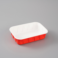 Boîte à lunch carrée jetable rouge et blanche en carton ondulé, anti-brûlure, double paroi, en PP, pour pizza, hamburger, Shandong